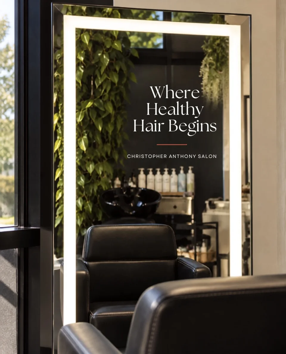 Illuminated styling mirror overlooking the salon