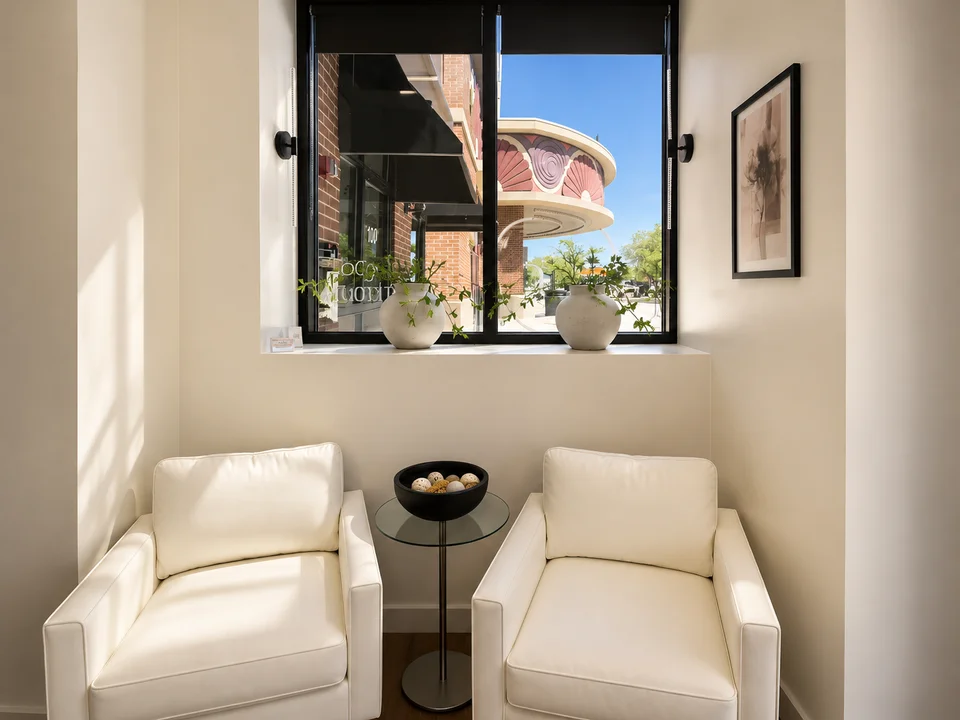 Guest seating inside the salon